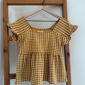Madewell Mustard Gingham Top